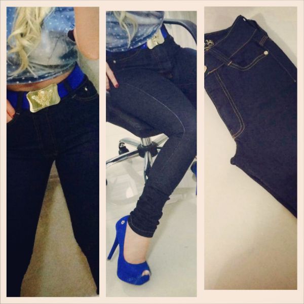 calça jeans cós alto Renata Santana