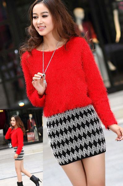 Saia Vintage Bordado Zig Zag