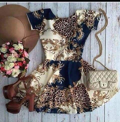 VESTIDO ORIENTAL ESTAMPA AZUL BIC